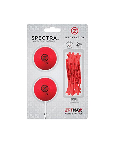 Zero Friction Spectra 2 Ball/Tee Pack, Neon Red, Blister Pk