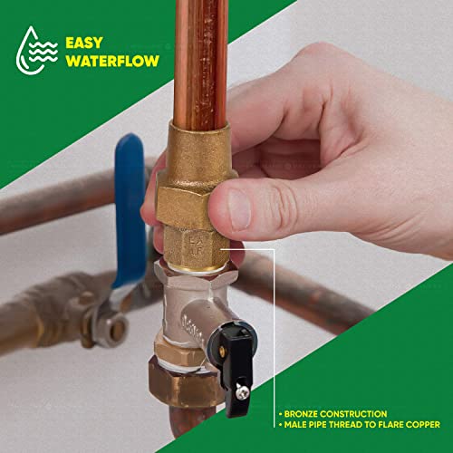 Image of Midline Valve XT-BGN0034-5 Water Service Coupling 3 /4 in. Flare x MIP Pipe Fitting Bronze (5 Pack)