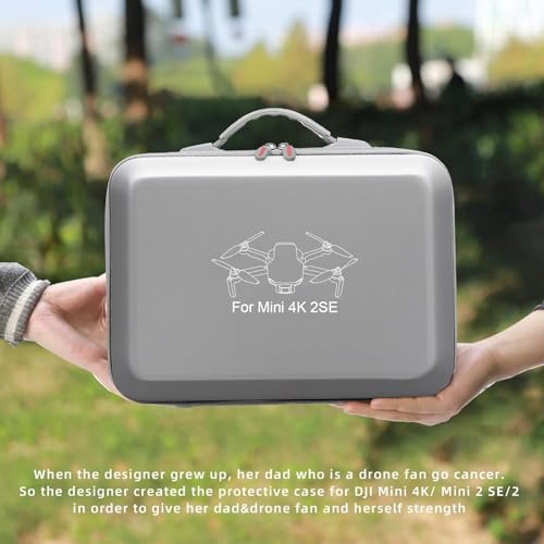 Image of M.G.R.J Portable Carrying Case Cover Compatible for DJI Mini 4K || Mini 2 SE || Mini 2 with Portable, Waterproof & Shockproof Features & Adjustable Shoulder Strap (Hard|PU Leather|Grey)