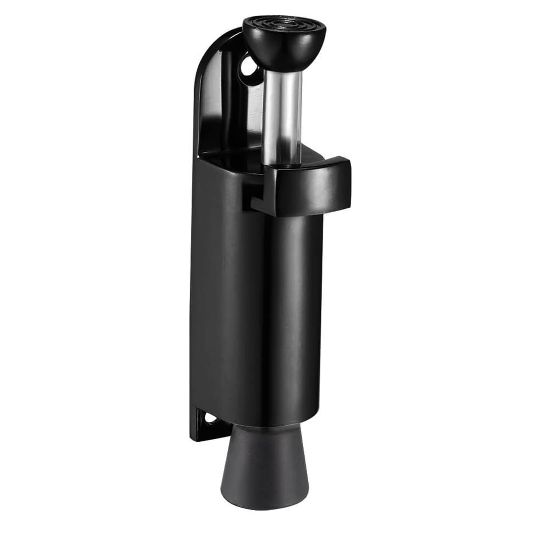 TA-VIGOR 114mm/4.49" Spring Loaded Kickdown Door Stopper with Non-Slip Rubber Foot, Foot Pedal Door Stop Holder No-Bend Operation for Rooms, Front Doors, Patios, Garages, Offices (Black)