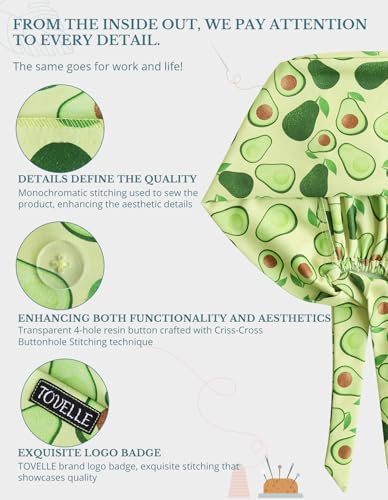 Image of Scrub Caps for Women with Buttons, Classic Surgical Caps | Double-Sided Printed, Adjustable,Long Hours, Sweatbands, Fabric Help Reduce Static Buildup