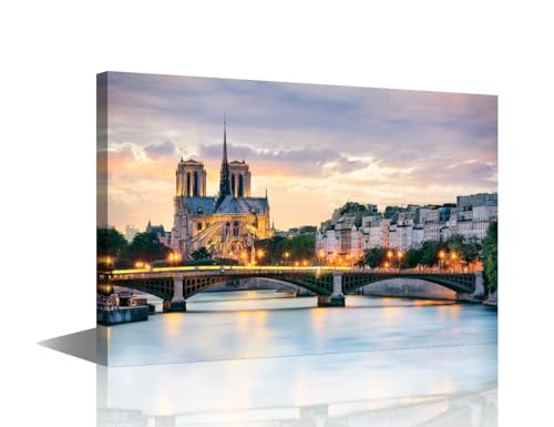 Pintura artística sobre lienzo de Notre Dame de Paris para decoración de la casa