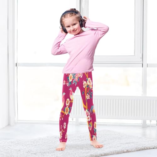 Toddler Girls Leggings Printed Yoga Pants Leggings Hot Pink Bird for Kids4