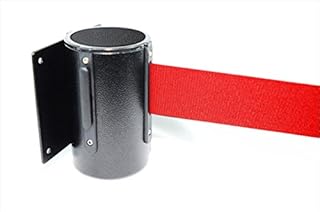 13 ft. Red Belt Wall Mounted Belt Barriers - Black Finish