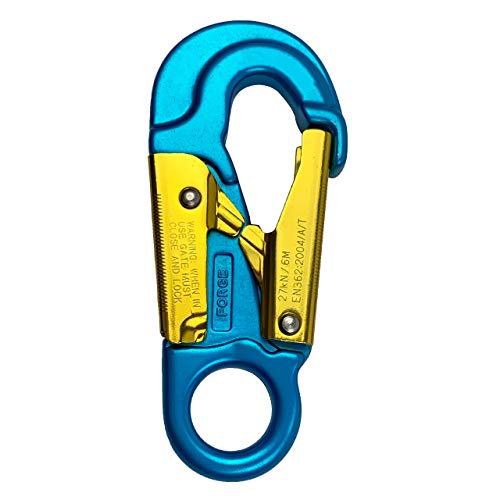 ProClimb Forged Aluminum Snaphook - Double Action Self Locking Gate, Captive Eye 27 kN - Blue- Carabiner Snaphook- Self Locking Snap Hook- Aluminum Hardware