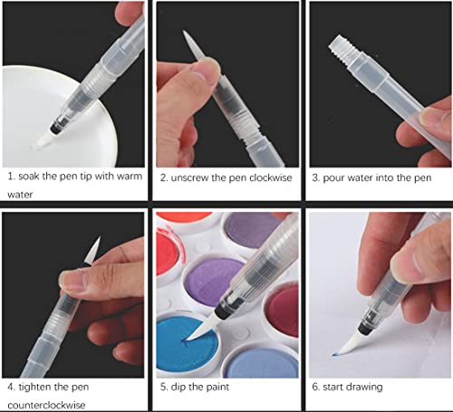 Set di 3 pennelli per acquerello, 3 pennelli da