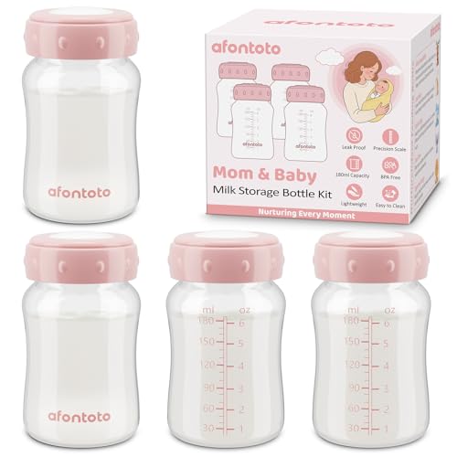 Image of Breastmilk Storage Bottle Compatible with Spectra S1/S2/SG/9Plus /Motif Luna Flange, 4PCS Wide-Neck Spectra Bottles for Pumping, Baby Bottle Storage with Lid Fit Momcozy Breast Milk Cooler 22oz, Pink
