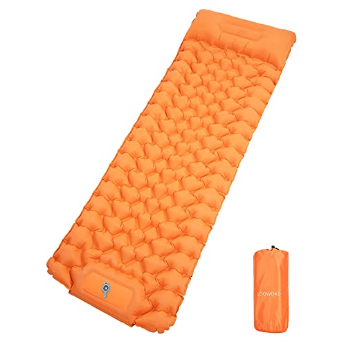 Loowoko Sleeping Pad Camping Mat for Backpacking Gear - Hiking Air Mattress Ultralight Camping Pads with Build-in Inflatable Pump - Upgrade Thickness & Size