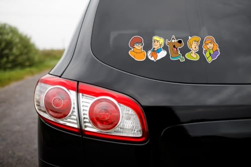 Image of Elektroplate Officially Licensed Scooby-Doo Mystery, Inc. Faces Dynamic Decals | Premium Auto-Grade All Weather Vinyl Sticker for Car, Water Bottle, Laptop, Cooler, Phone | Made in USA | Set of 5