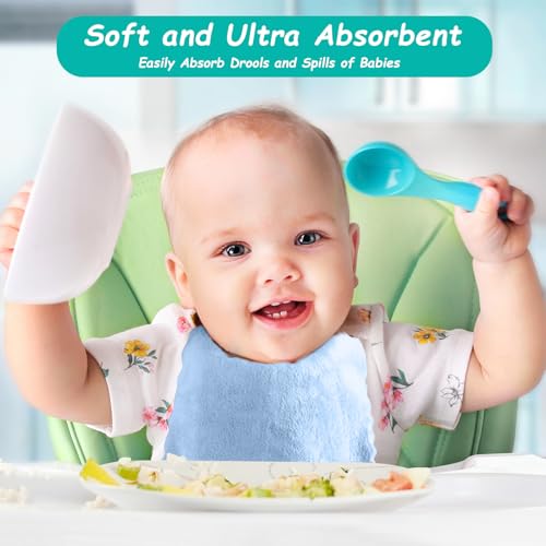 Image of HOMEXCEL Baby Washcloths 12 Pack-Microfiber Coral Fleece Baby Bath Face Towel 7 x 9 Inch Extra Absorbent Soft Burp Cloth and Wash Cloths for Newborn-Infants and Toddlers-Gentle On Sensitive Skin,Blue