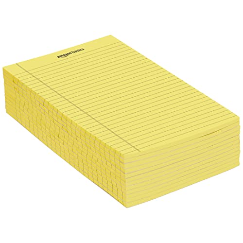 Image of Amazon Basics Legal /Wide Ruled 8.5 x 11.75 inch Legal Pad, Canary, 72 Count (Pack of 12), 50 sheets per pad, 6 packs per carton