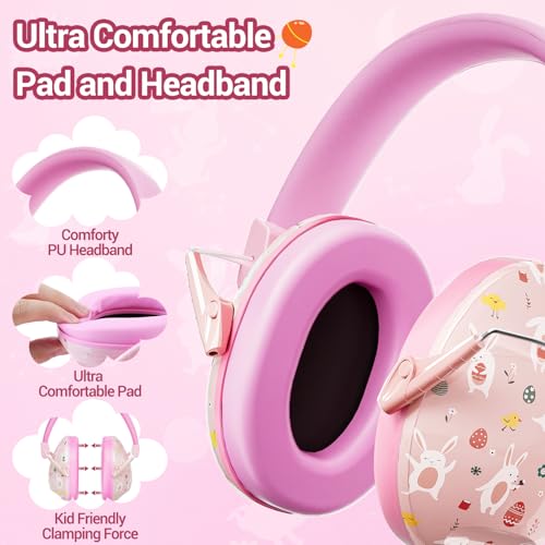 Image of Dr.meter Ear Muffs for Noise Reduction: 27SNR Noise Cancelling Headphones for Kids Adults - Toddler Kids Ear Protection for Monster Truck, Autism Sensory, Mowing, Concerts, Fireworks- Pink