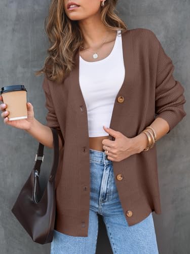 Image of LILLUSORY Women Oversized Cardigan Sweater 2025 Fall Outfits Cloth Fashion V Neck Knit Button Front Casual Trendy Tops