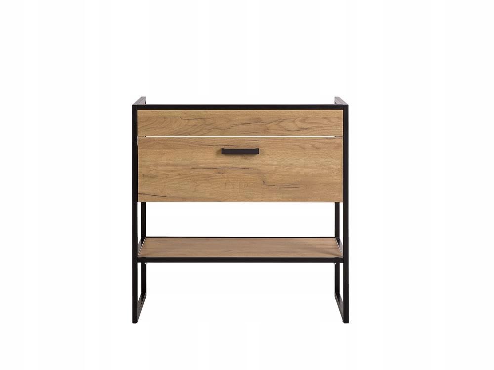 Metalowa szafka łazienkowa pod umywalkę szuflada 80 cm dąb loft złoty matowy - meble łazienkowe