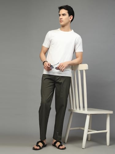 Image of Majestic Man Comfort Fit Solid Cotton Casual Lounge Pyjama with Elastic Waist, Drawstring & Zip Closure