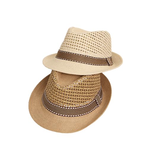 Kids Boys Girls Straw Fedora Panama Hat Toddler Roll Up Short Brim Summer Sun Beach Cap Western Trilby Derby Jazz Hat3