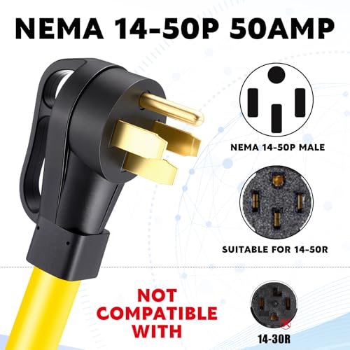 Image of Tellegloww 6ft NEMA 14-50P to 6-50R 50Amp 6 AWG Welder Extension Cord 14-50P Male to 6-50R Female 50Amp 4 Prong RV Generator to 3 Prong Welder Power Adapter, STW 6 AWG /3C, ETL Listed