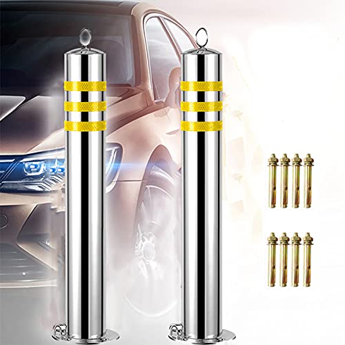 CUI Lot de 2 poteaux de stationnement flexibles amovibles - Barrière de parking en acier inoxydable facile à installer pour