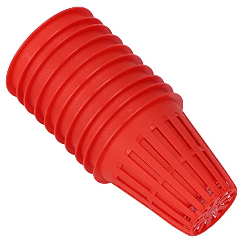 Fdit 10Pcs Cestino per Piantare Coltivazione Etc Pipeline Box Mesh Cup Cestino in Rete di Plastica Cestino per la Spesa per Balcone Giardino (Rosso)