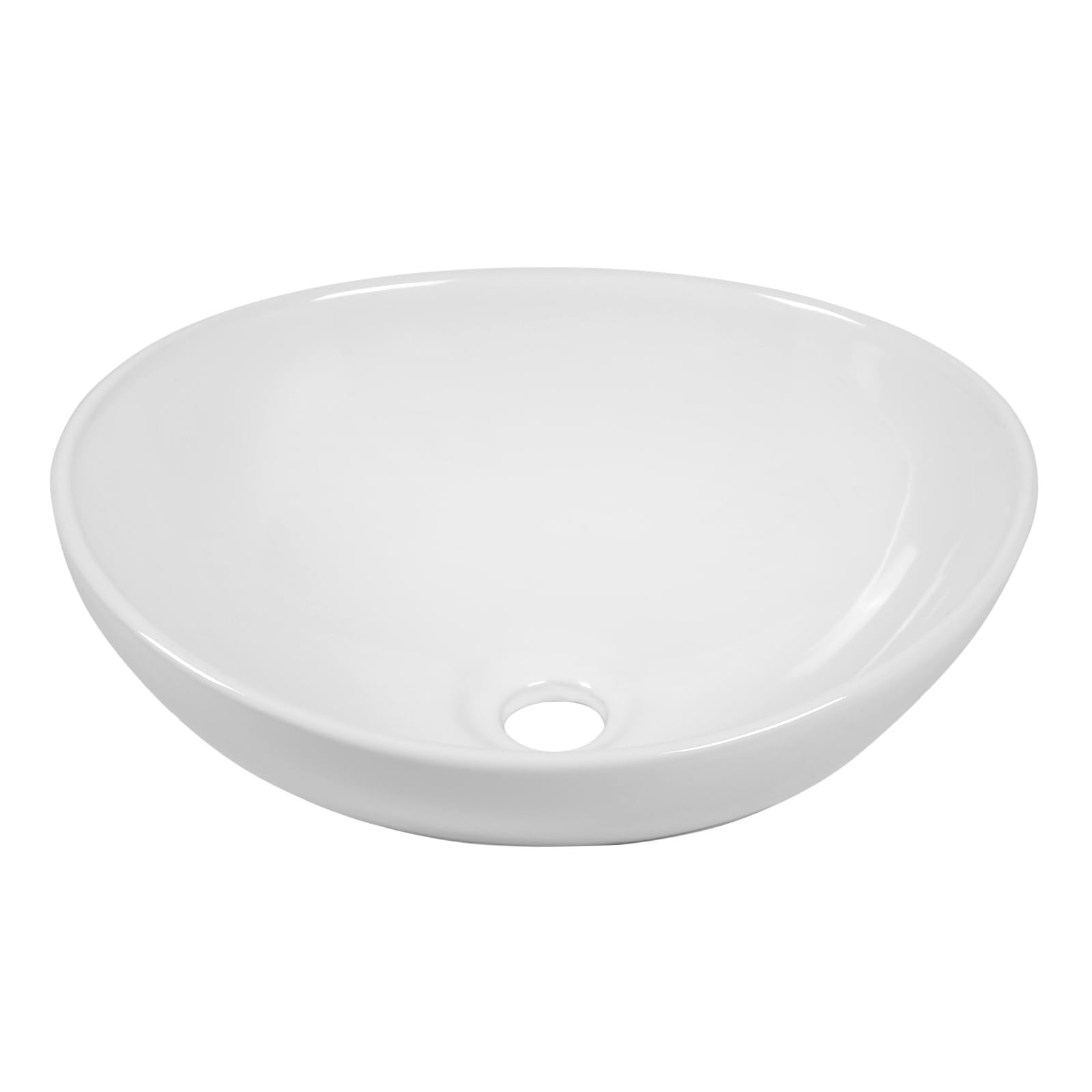 Fregadero ovalado de 15-3/4 pulgadas de ancho x 13 pulgadas de profundidad, fregadero de baño de cerámica de forma ovalada, lavabo de porcelana blanca, lavabo artístico