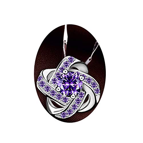 Collier argent 925 moulin à vent en zircone blanc et violet éclatant