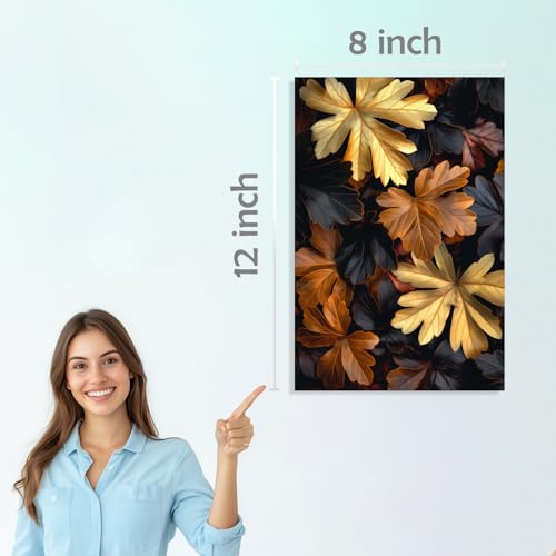Image of SiddArtify Gold - Black Autumn Leaves Art Print Set - Sticker - 8x12 Inch - Pack of 6 Wall Room Decoration art Poster Prints