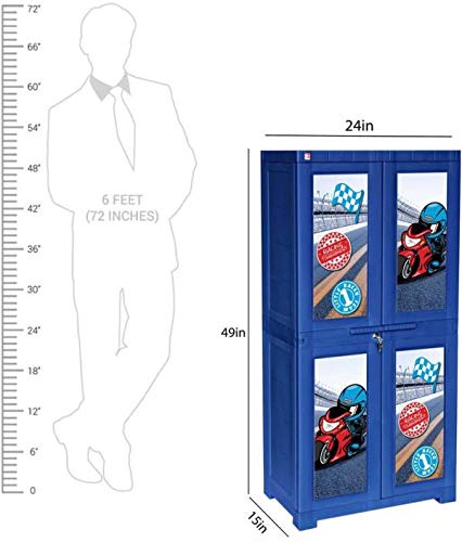Image of Cello Big Little Racer Kids Plastic Cabinet Blue,2 Door