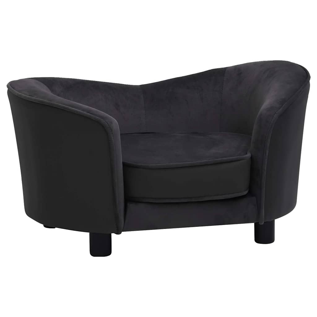 vidaXL Sofá para Perros Felpa y Cuero sintético Negro 69x49x40 cm