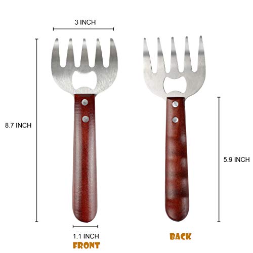 Aiyue Meat Shredding Claws Stainless Steel Pulled Pork Shredder Meat Claws For Bbq Shredding Pulling Handing Lifting & Serving Pork Turkey Chicken With Long Wood Handle (2 Pcs,Bpa Free) #TOP6