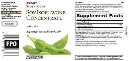 Miniatura 3 de GNC SuperFoods Concentrado de isoflavona de soja, 90 cápsulas, apoya la salud ósea y cardíaca