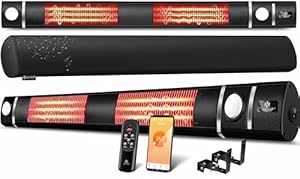KESSER® Infrarot Heizstrahler 3000W IR-Gastro-Bar Inkl. LED Licht Terrassenstrahler Mit WiFi & Fernbedienung inkl. Schutzhülle Infrarotstrahler Quarzstrahler Terrassenheizer