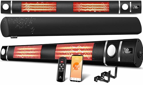 KESSER® Infrarot Heizstrahler 3000W IR-Gastro-Bar Inkl. LED Licht Terrassenstrahler Mit WiFi & Fernbedienung inkl. Schutzhülle Infrarotstrahler Quarzstrahler Terrassenheizer