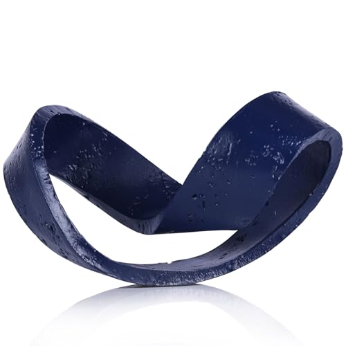 Escultura Nudo Geométrico Azul, Decoración Moderna de Mesa miniatura 1