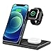 WATOE Cargador inalámbrico 3 en 1,estación de carga inductiva con certificado Qi,cargador inalámbrico para iWatch 6/SE/5/4/3/2/1/Airpods Pro,iPhone 12/11 Pro Max/Se 2/XS Max/XR/8 Plus/X/Samsung Galaxy