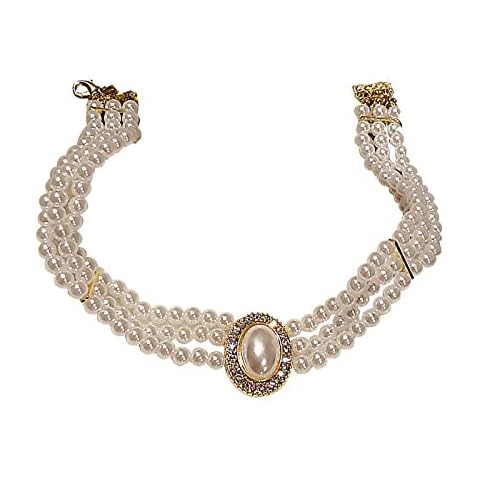 Rhodium Plated Pearl Choker Necklace Cover