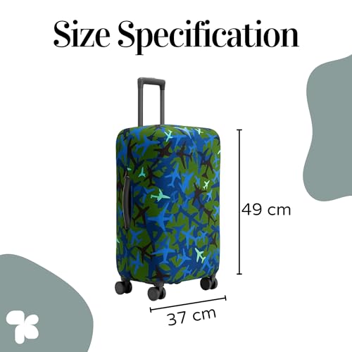 Image of AMPEREUS 20 Inch Trolley Bag Cover - Durable Polyester Fabric with Plane Print Luggage Cover for Suitcase | Small Size Stretch Protective Trolley Cover