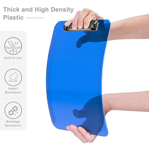 Piasoenc PLASTIC RULER CLIPBOARD-12.5X8.9-BLUE Plastic Clipboards, Translucent Clip Board thumb #3