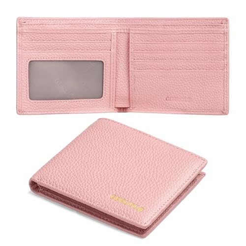 Ultra Slim Small RFID Wallet for Women, Leather Tiny Thin Bifold Pocket Ladies Wallet Short Wallets for Women (Pink)