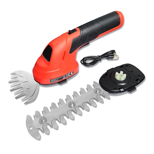 Cordless Grass Shear & Shrubbery Trimmer 2 in 1 Handheld Electric Grass Trimmer Hedge Shears/Grass Cutter