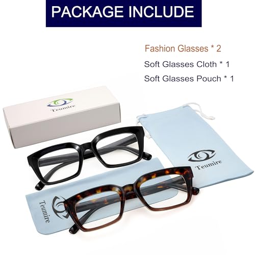 Image of Classic Clear Lens Glasses for Women Men Thick Square Frame Eyewear Non Prescription Eyeglasses 2 Pack