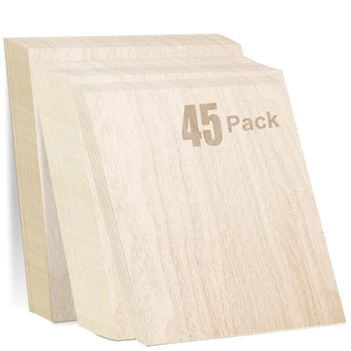 Baltic Birch Plywood Sheets Box of 45 - Laser Engraving Cutting, Scroll Saw Nature Veneer Color, Stronger Than Basswood, A/A Grade,12 x 12 x 1/8”, 3mm Thickness Perfect for Wood Burning