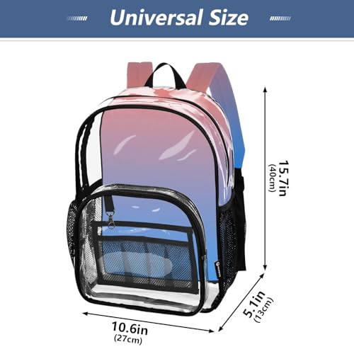 Clear Backpack Women Cute Coral Pink Blue Gradient Kids Backpack for Girls Approved Transparent Bag4