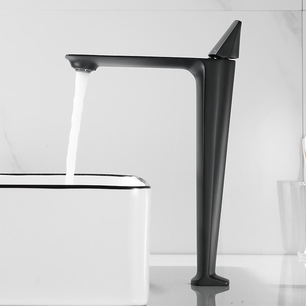 Robinet de lavabo noir et chromé mitigeur eau chaude et froide pour salle de bain monotrou