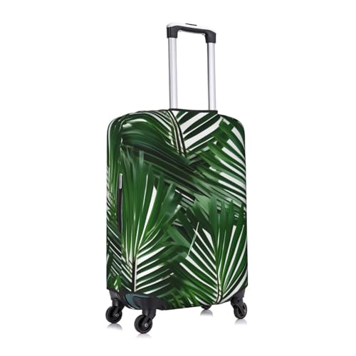 Cute Green Palm Leaves Tsa Approved Luggage Cover For 18-32 Inch Suitcases Scratch-Resistant Stretch Luggage Cover3