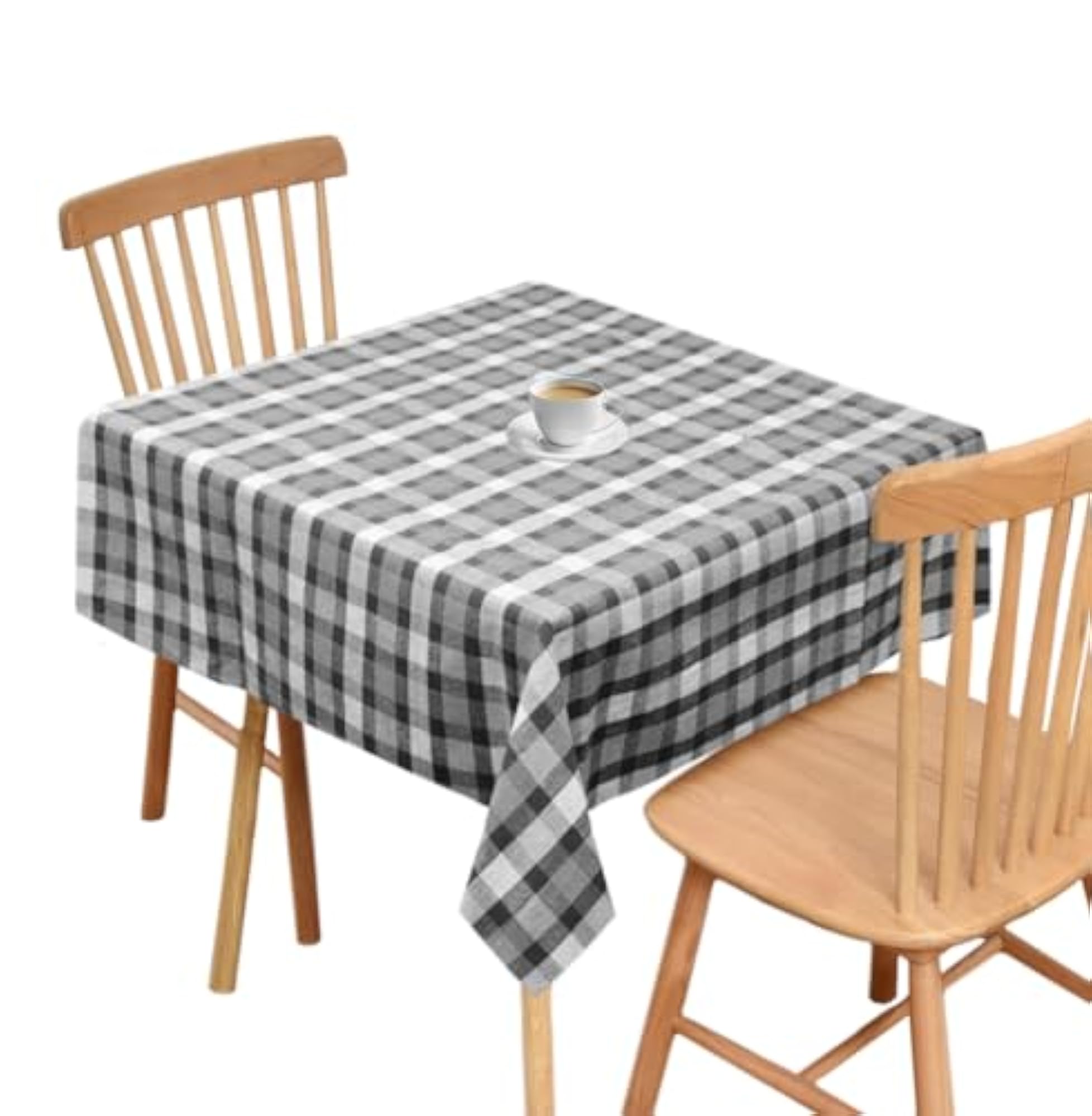 Hometex Cotton Woven 40x40 Inch Table Cloth, Grey Check