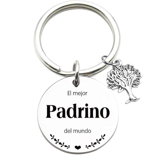 Tecreo Llavero de Padrino, El Mejor Padrino del Mundo, 30mm, con Dije de Árbol, Regalo para Padrino, Regalos de cumpleaños para el padrino