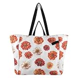 Wudan Bolsas grandes para vacaciones, cocina, comestibles, piscina, para hombres, viajes, cocina, tienda, arte, zinnia, color blanco