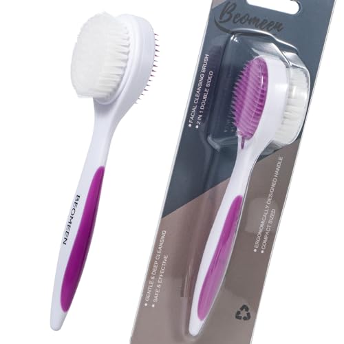 2 Pack Silicone Face Scrubber Double Side, Beomeen Handheld Facial Cleansing Brush 2 in 1 Face Cleanser Brush for Deep Cleansing and Exfoliating, Blackhead Makeup Removal