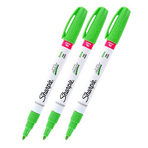 Sharpie Oil-Based Paint Marker, Fine Point, Lime Green Ink, Pack of 3
