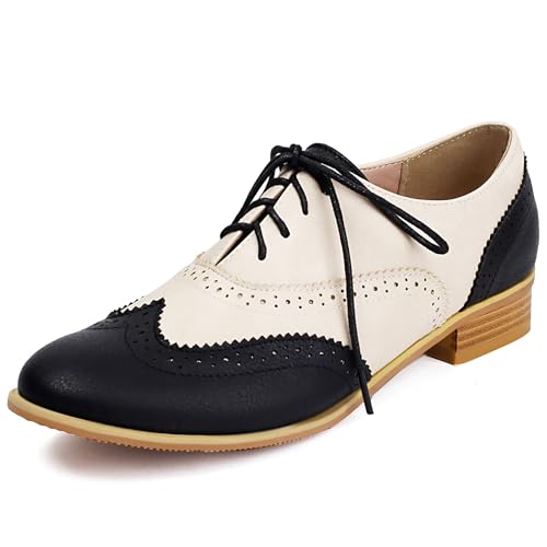 Chaussures Richelieu Bviennic à lacets pour femme au design rétro chic et finitions soignées 1163